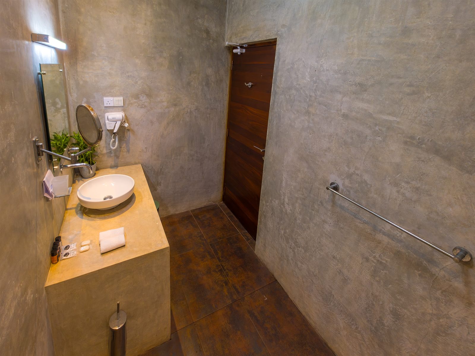 Bathroom vanity and wooden door